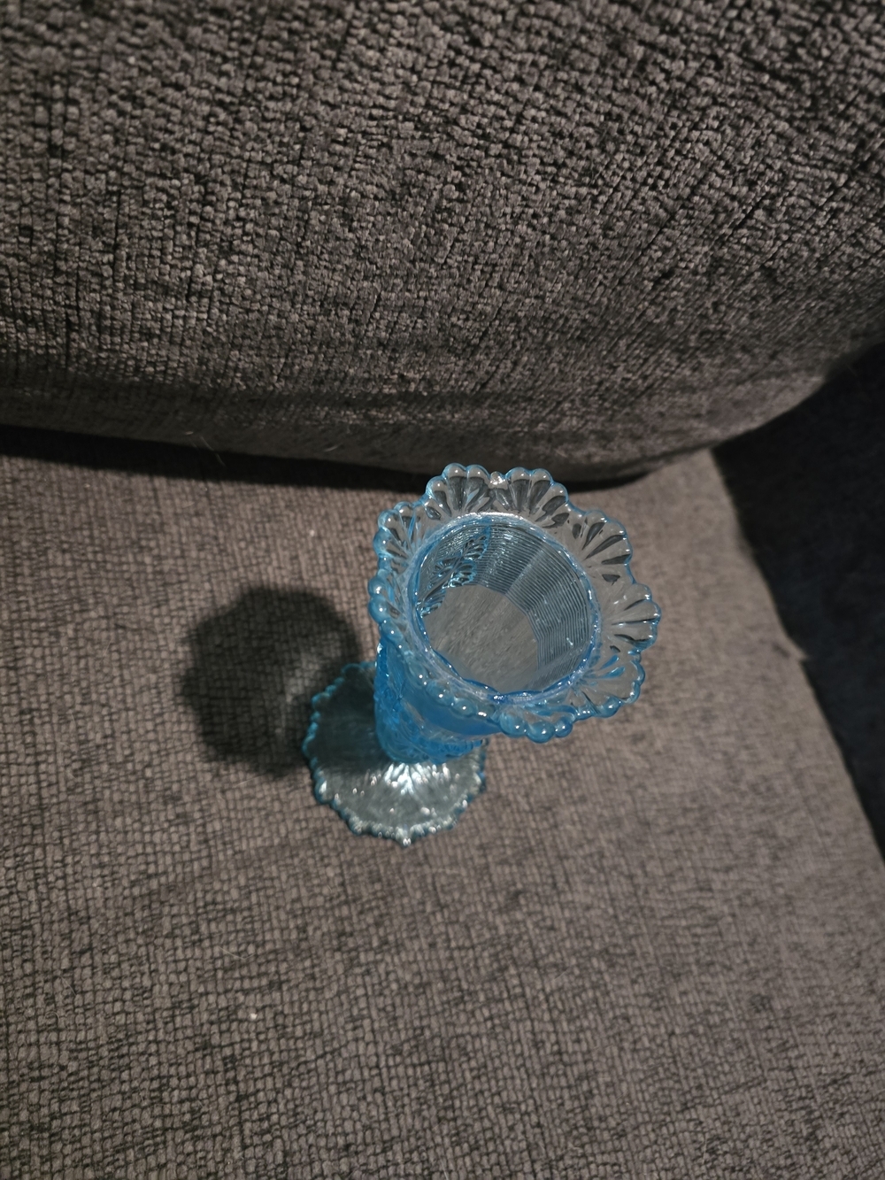 Northwood | Fluted Scroll Blue Opalescent Glass Vase - Picture 2 of 5